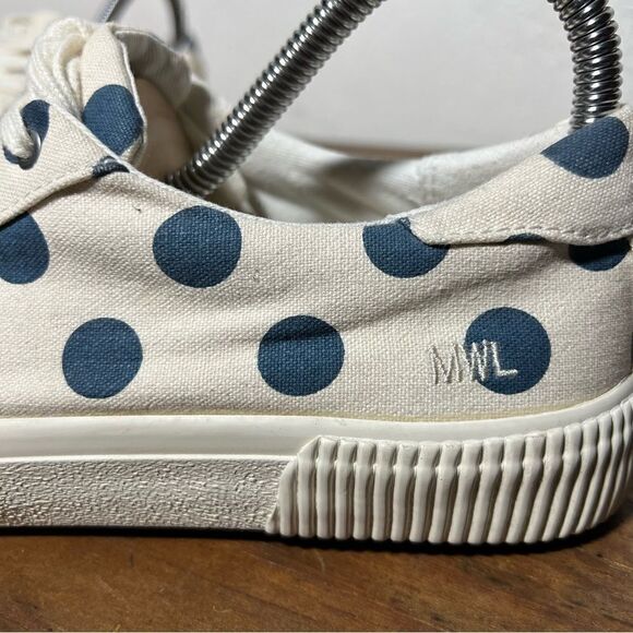 Madewell Sidewalk Low-Top White Blue Sneakers in Polka Dot 6.5M - Picture 4 of 11